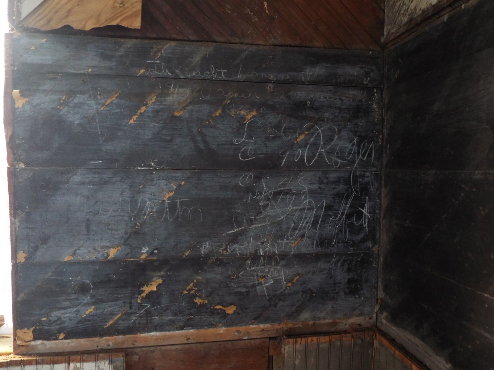 Original 1870s blackboard showing agricultural math problems